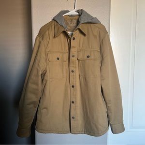 Men’s button up Sherpa lined trucker jacket with hood
